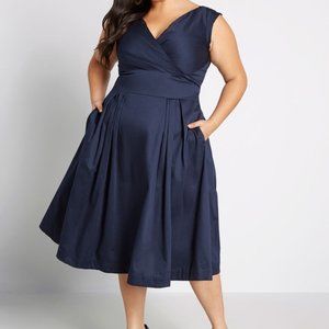 Modcloth Emily & Fin Blue Keener Postures Dress